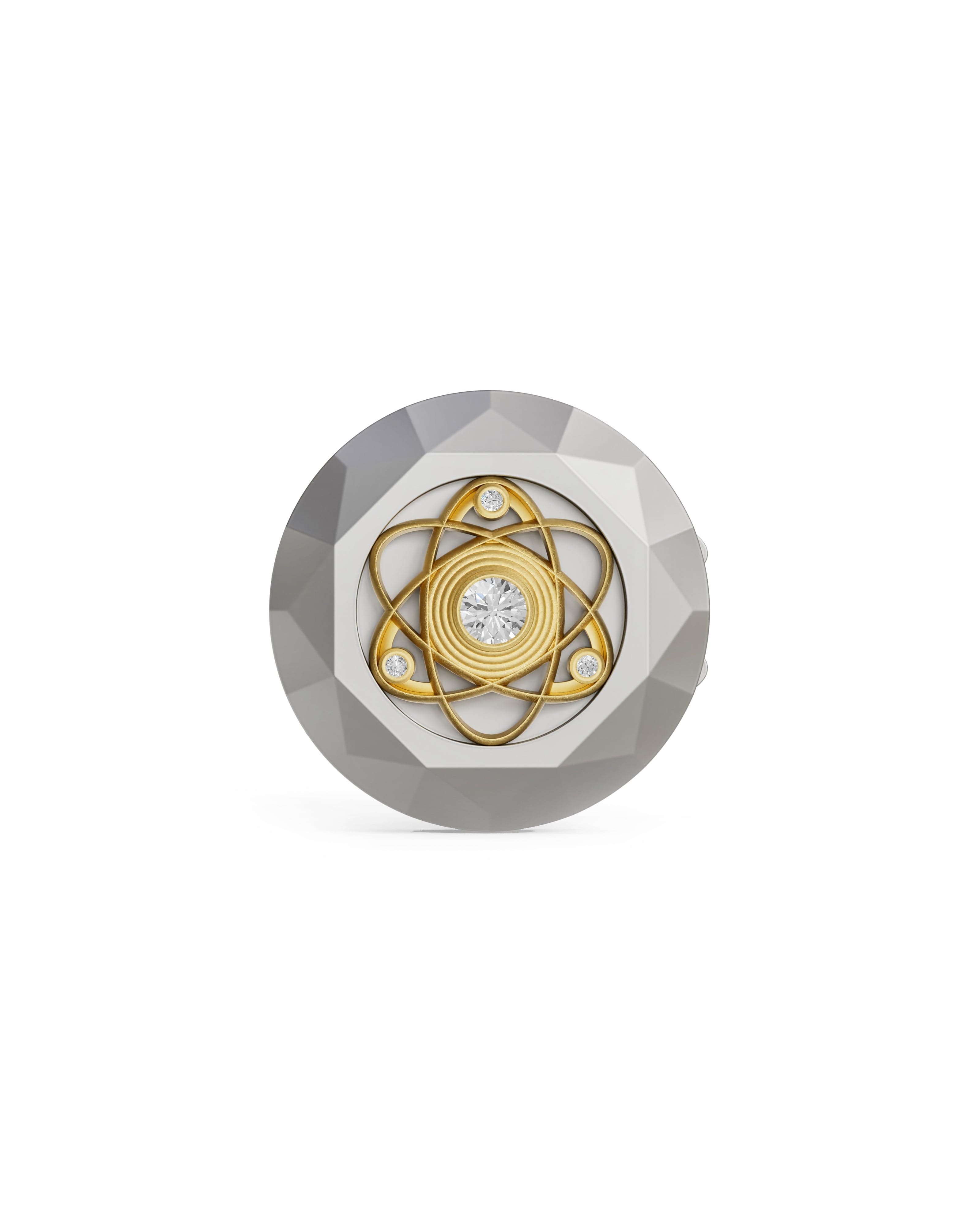 Men's  Silver Titanium Button Cover with Matte Finish