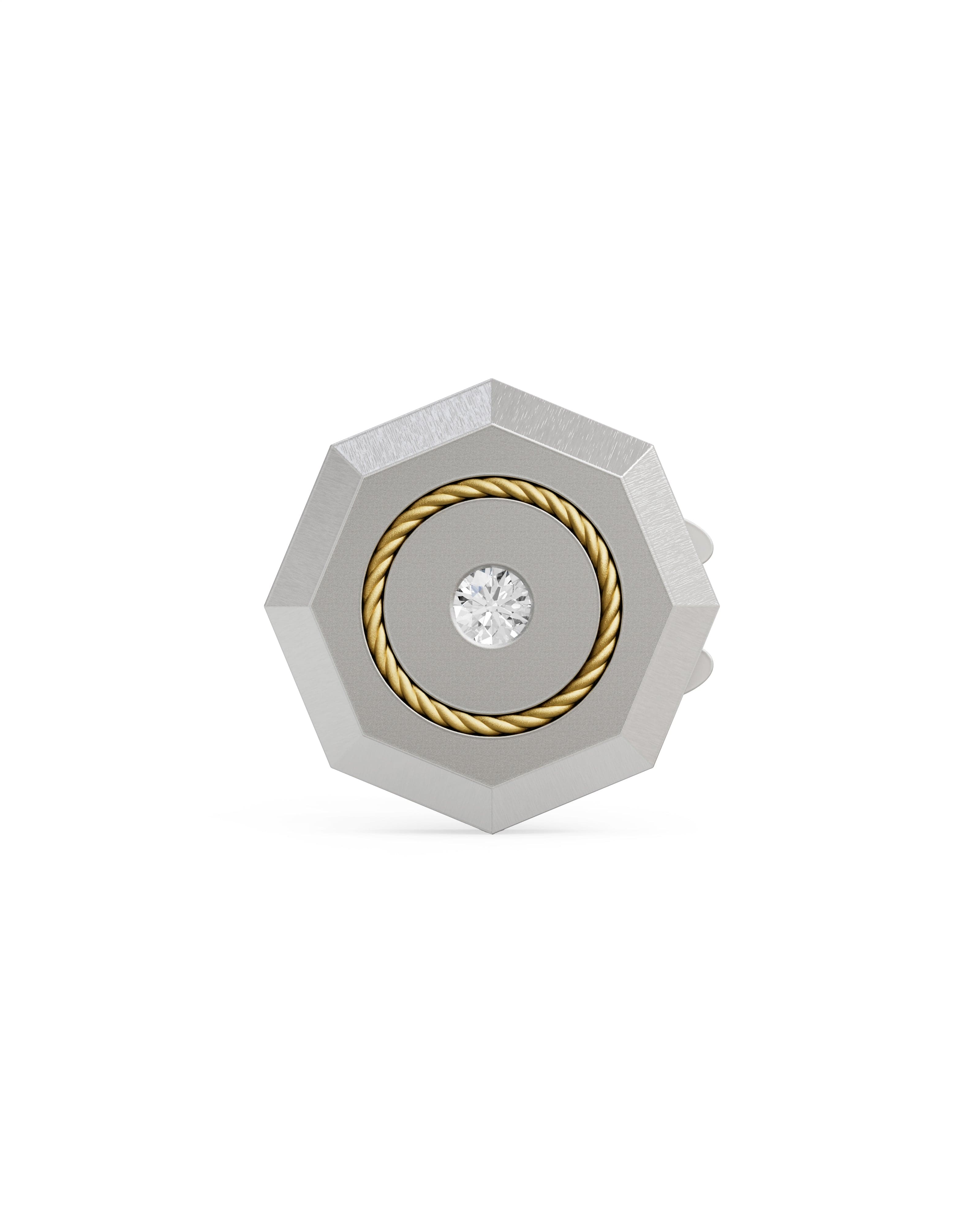 Men's  Silver Titanium Button Cover with Matte Finish