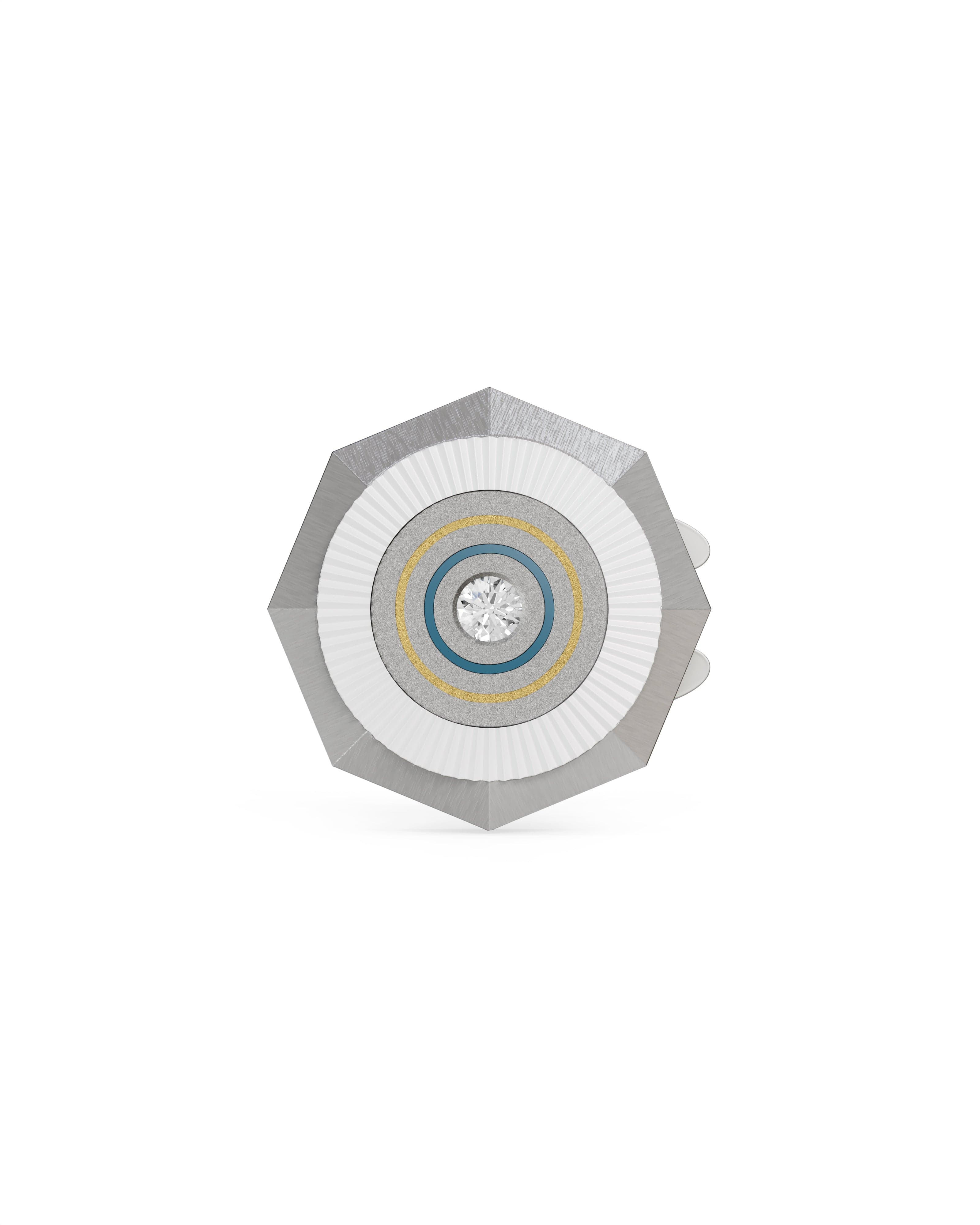 Men's  Silver Titanium Button Cover with Matte Finish