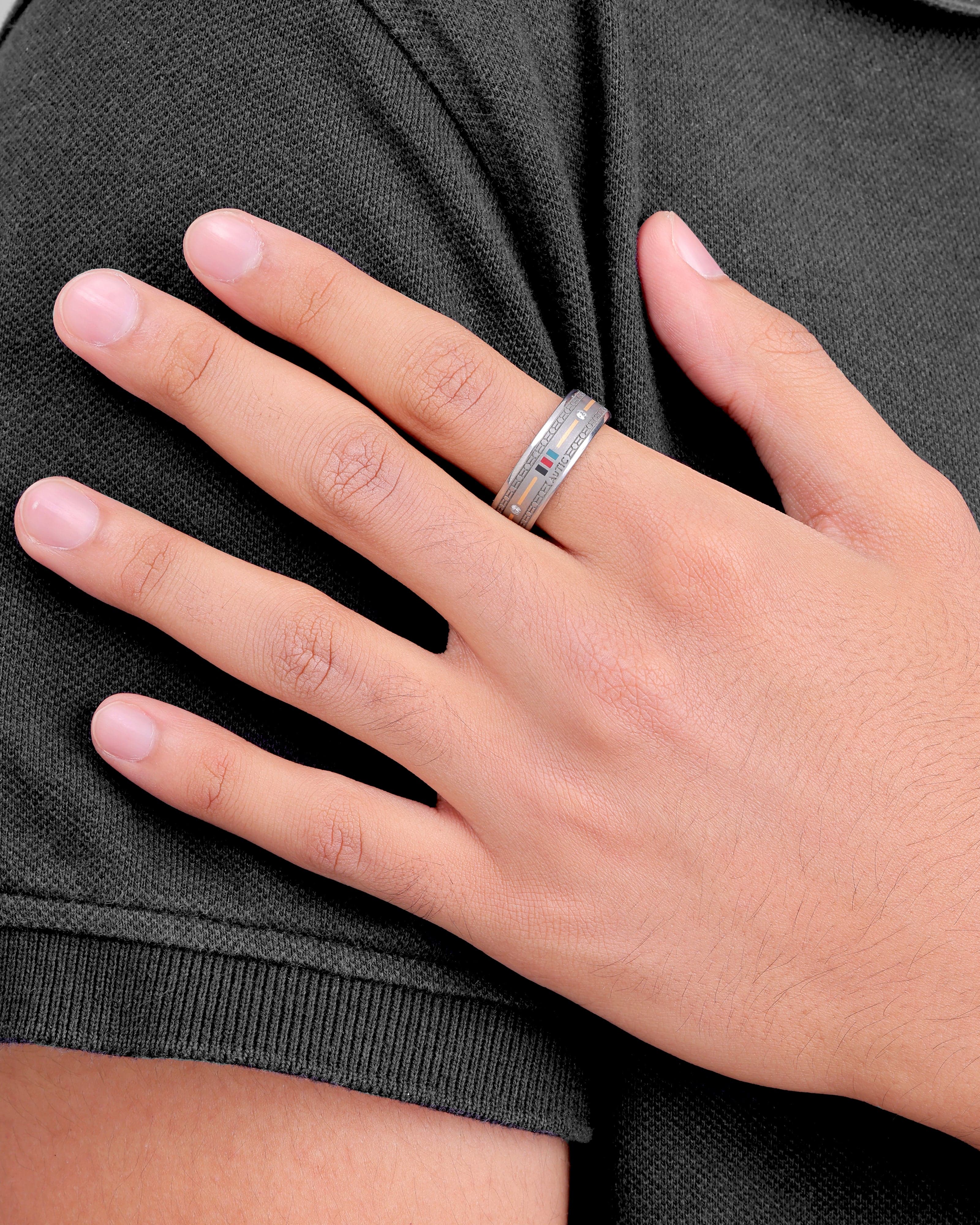 Mens's Silver Titanium Ring with Matte Finish