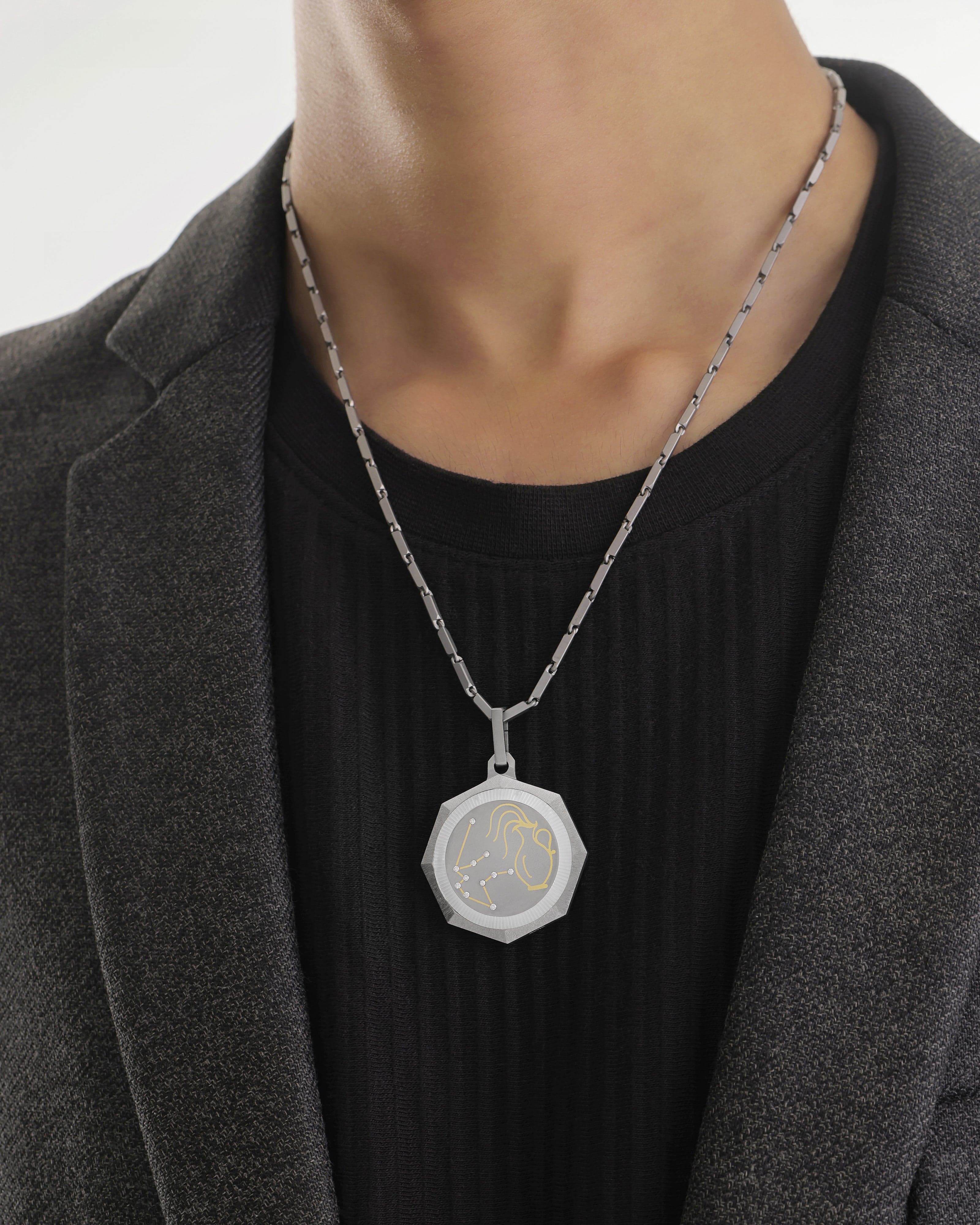 Aquarius – Titanium Zodiac Pendant.