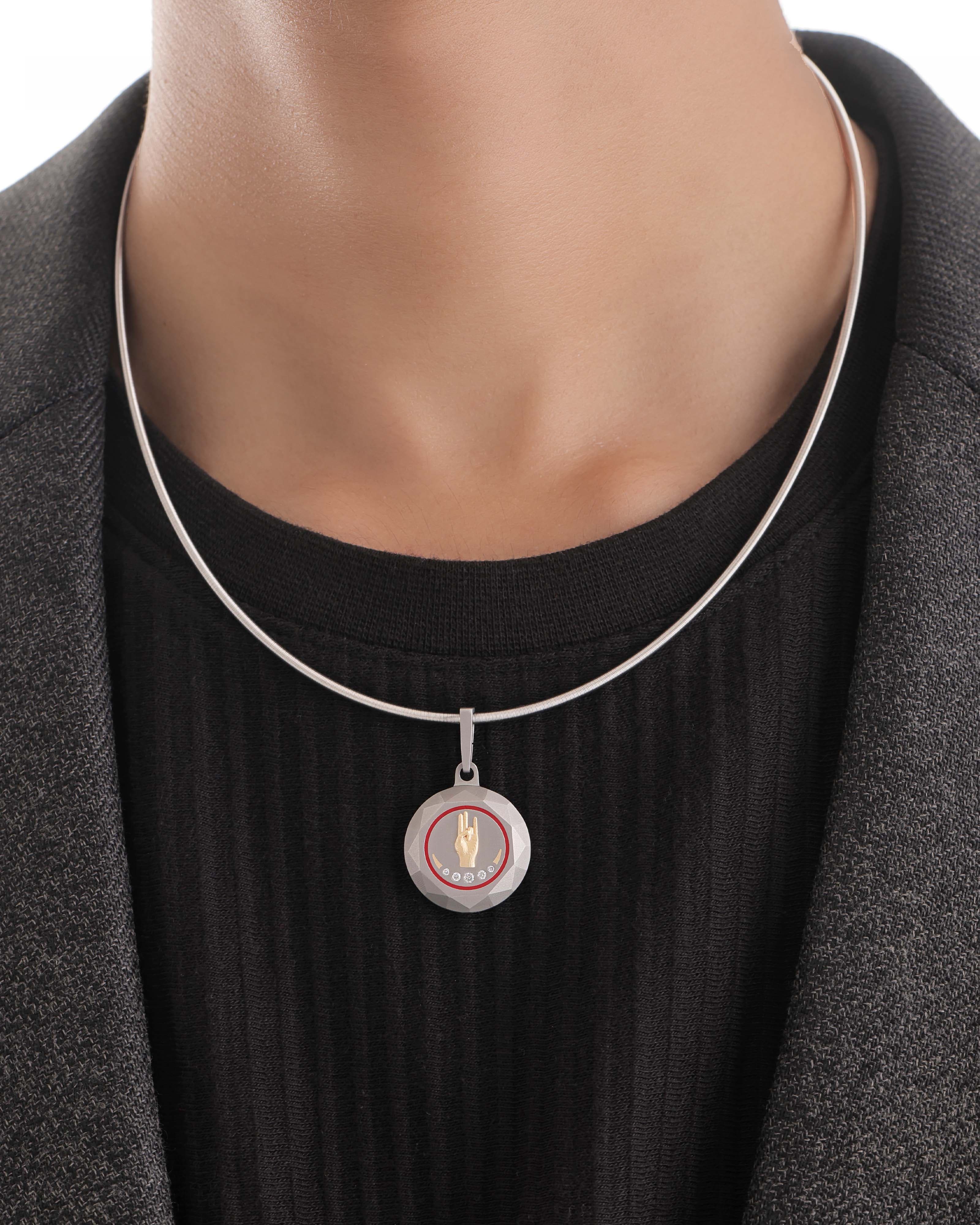 Unisex  Silver Titanium Pendant with Matte Finish