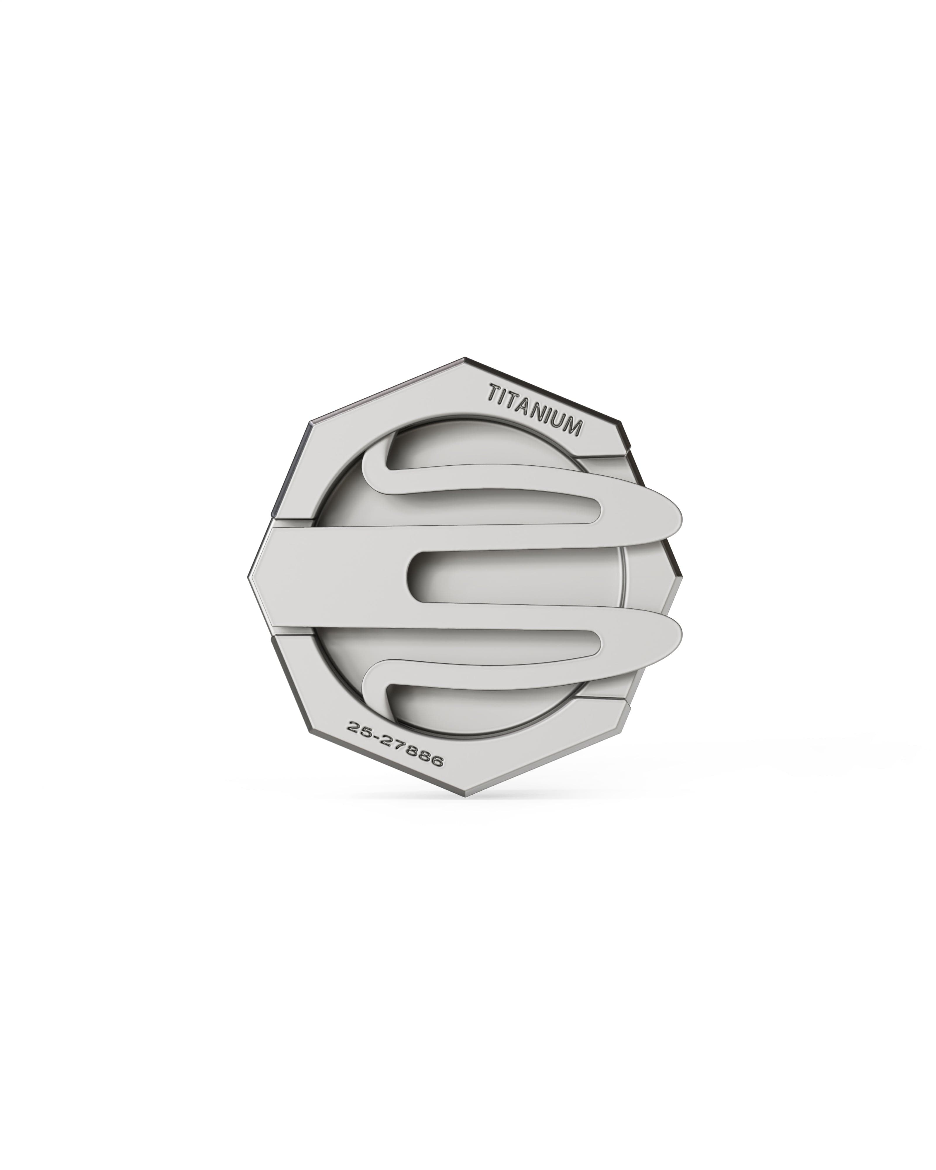 Men's  Silver Titanium Button Cover with Matte Finish