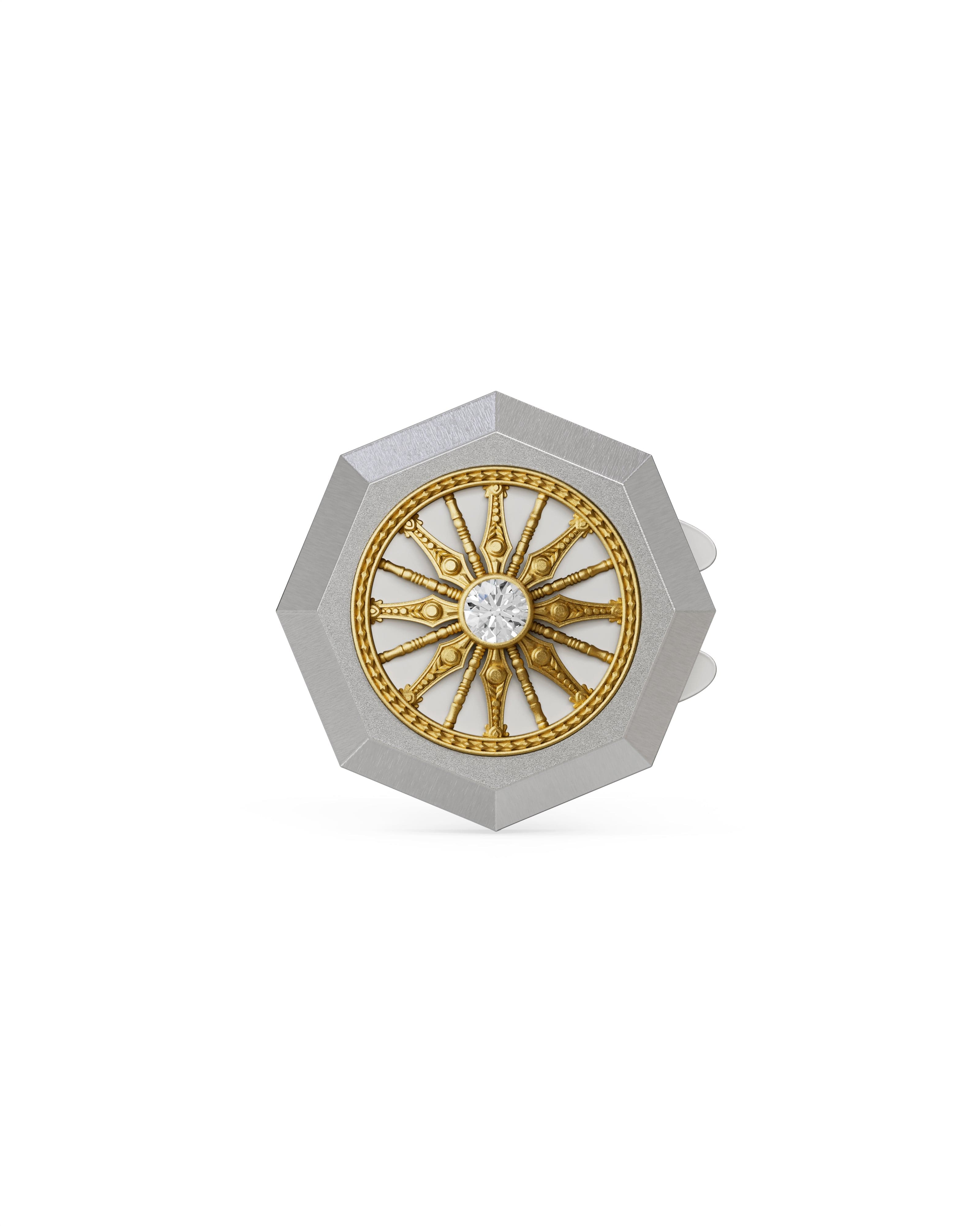 Men's  Silver Titanium Button Cover with Matte Finish