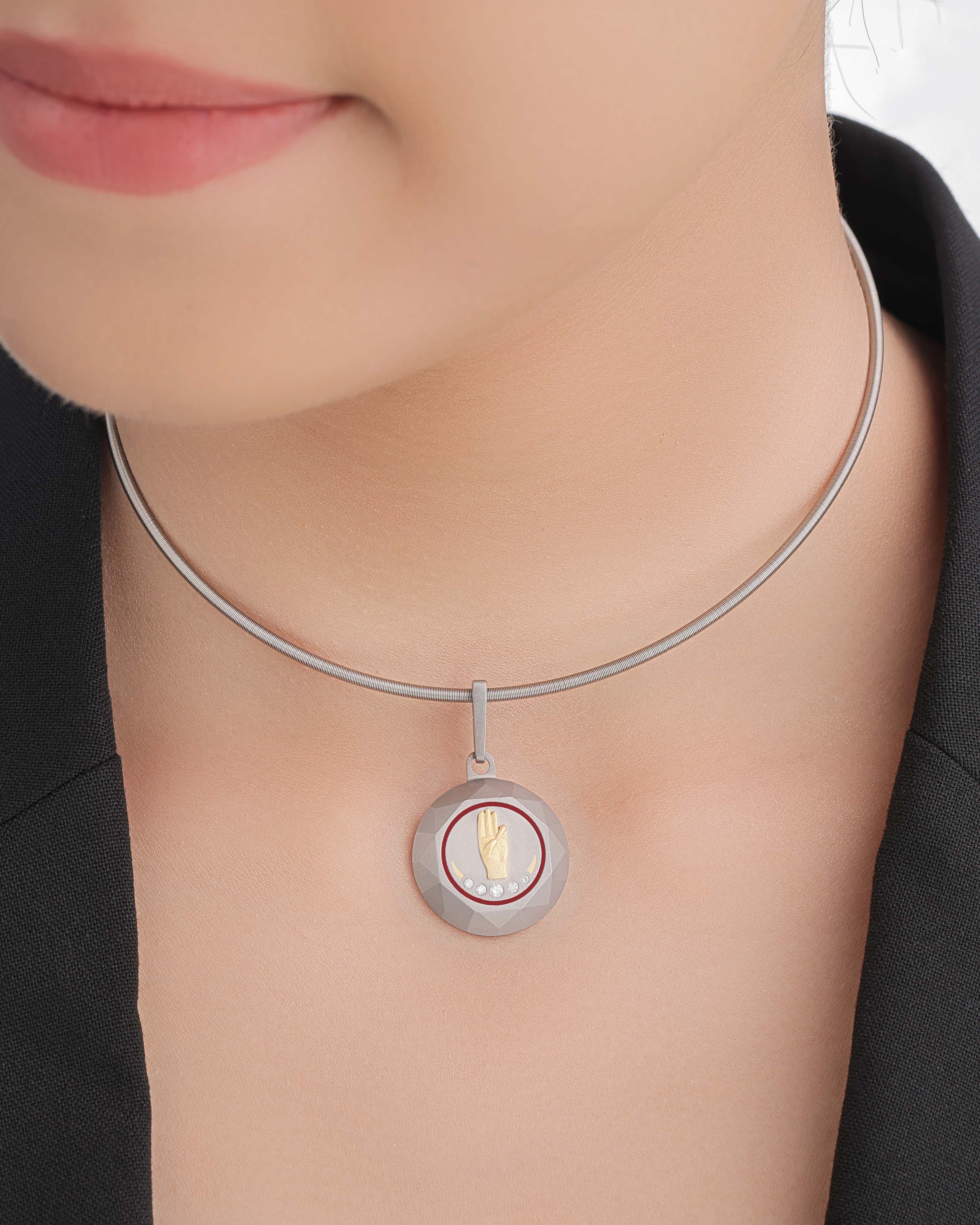 Unisex  Silver Titanium Pendant with Matte Finish