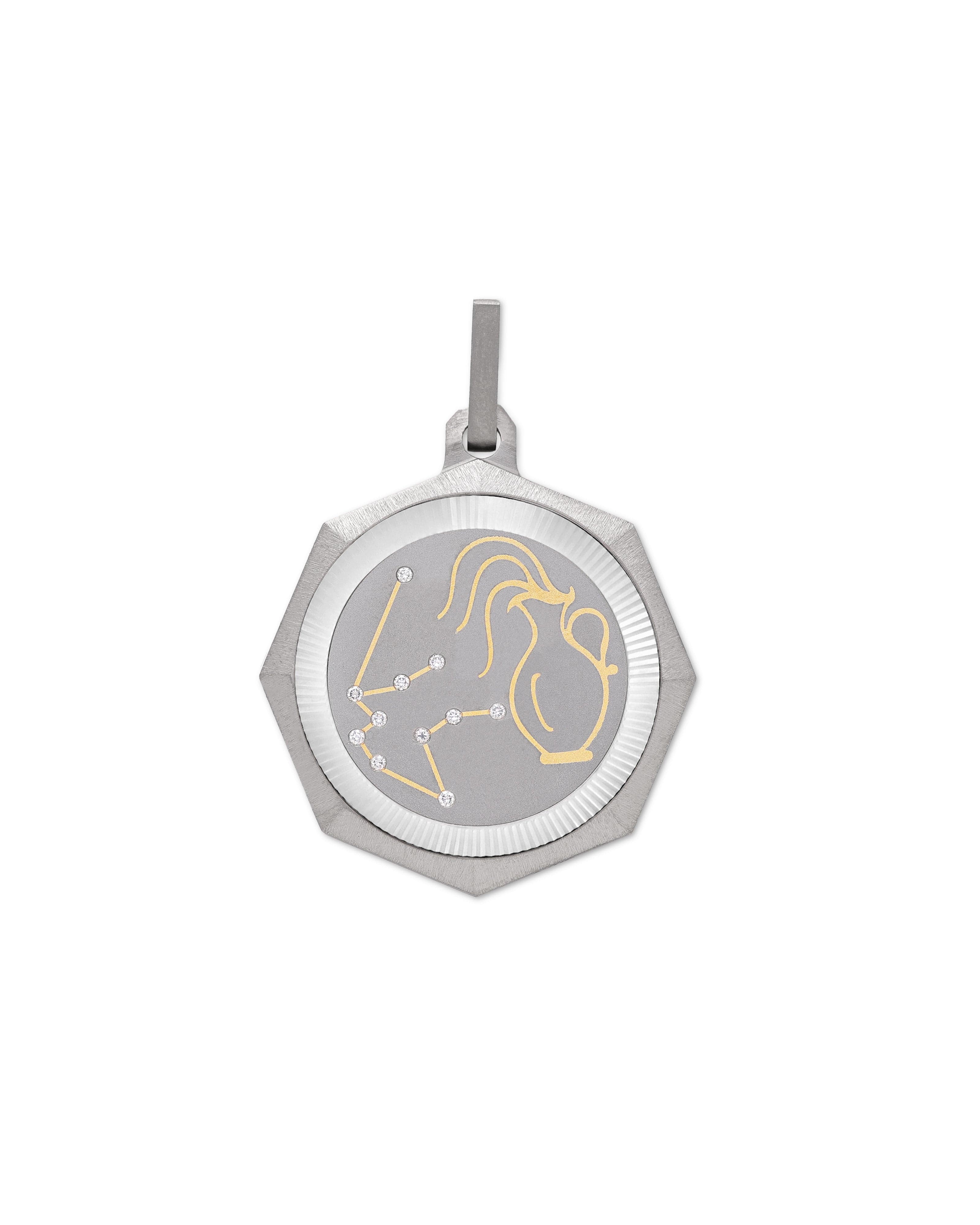 Aquarius – Titanium Zodiac Pendant.