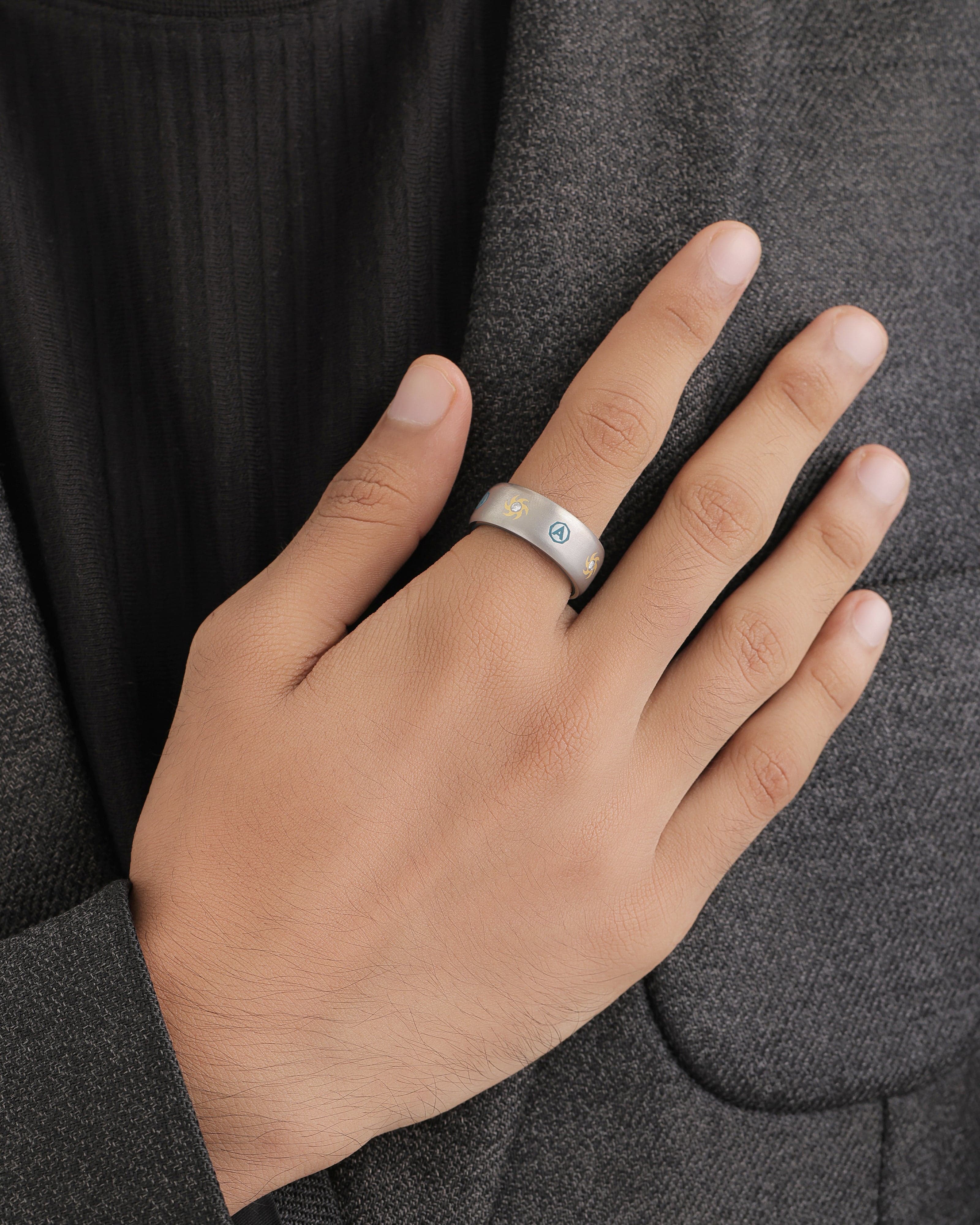 Men's   Silver  Titanium Ring with Matte Finish