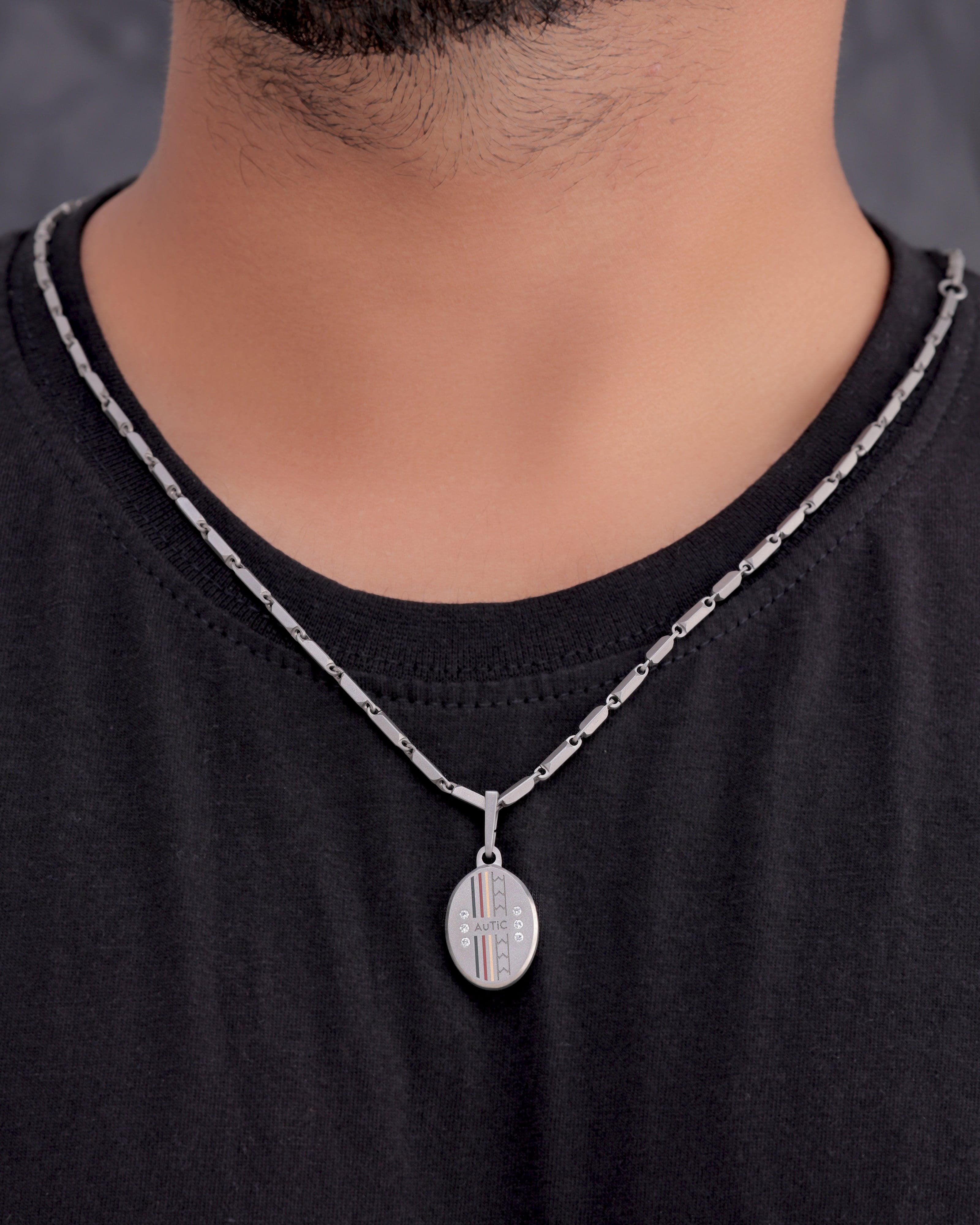 Mens's Silver Titanium Pendant with Matte Finish